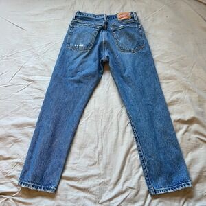 LEVI'S 501 Jeans Womens 25x26 Blue Distressed Ripped Straight Leg Denim 2022 XX‎